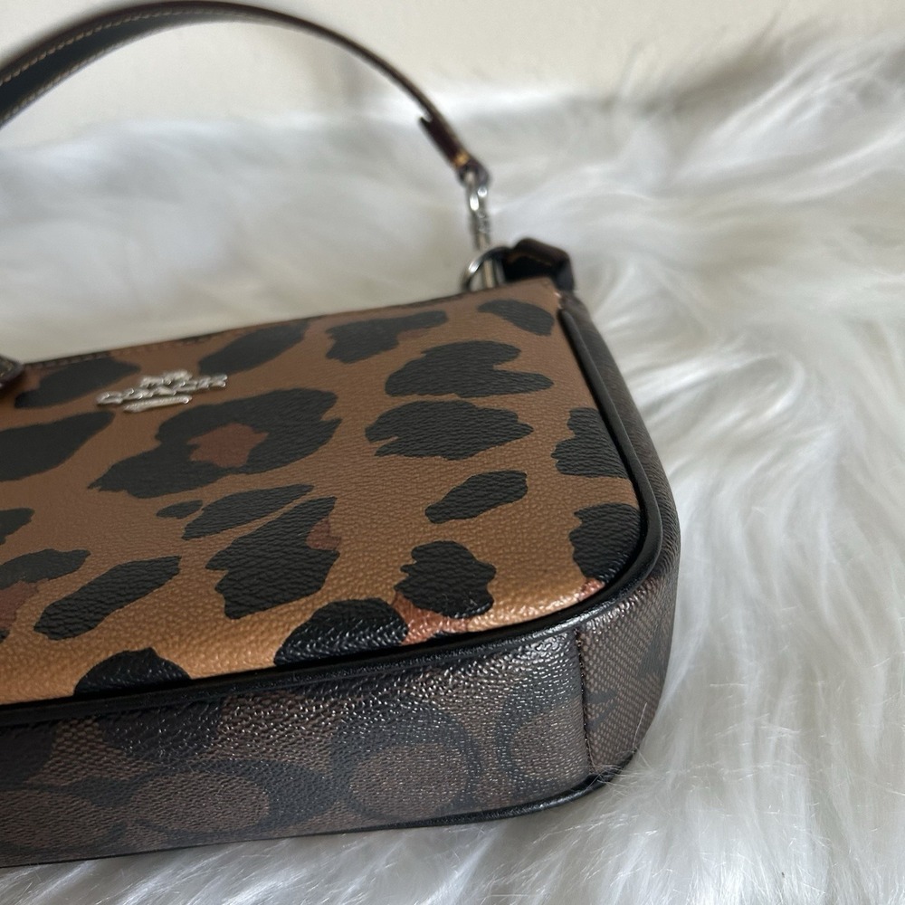 Coach Nolita 19 Leopard Print Brown Coated Canvas Shoulder Bag Excellent - Picture 4 of 8